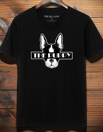 新款男士短袖t恤纯棉学生青少年上衣服韩版潮流大码男装体恤 黑白狗