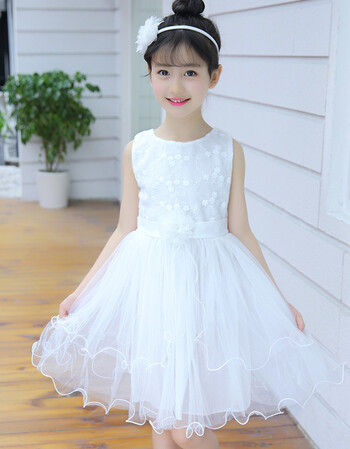 连衣裙夏季2018新款女孩蕾丝蓬蓬纱裙宝宝公主裙儿童裙子夏装 白色