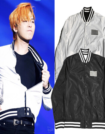 bigbang权志龙gd同款衣服棒球服黑白双面穿情侣款风衣外套夹克潮衣服