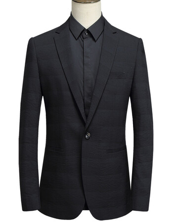 修身西服男2018秋季新品简洁大气商务休闲正装西装男 黑色 m/170