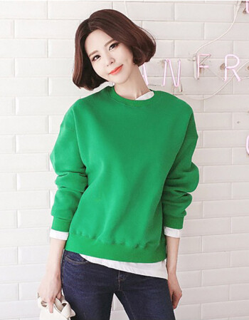 古莱登新款宽松套头卫衣女秋冬季韩版学生长袖超火的上衣服外套 绿色