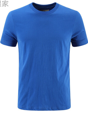 夏季男士短袖t恤男 纯色白色圆领打底衫体t恤男运动休闲短袖 蓝色 s