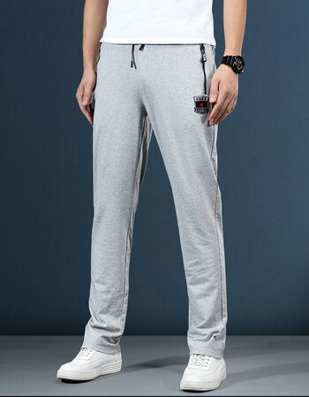 纯棉运动裤男宽松休闲长裤直筒大码卫裤男裤夏季薄款男士松紧裤子