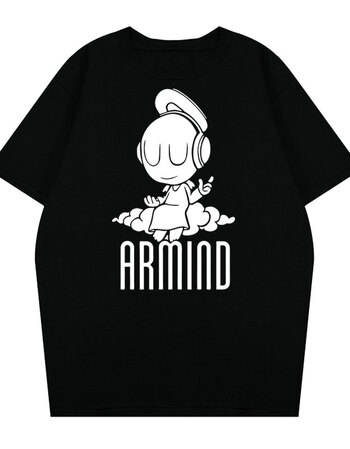 小天使dj armin van buuren音乐 armind 2 圆领纯棉短袖t恤男女 黑色