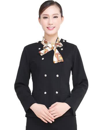 2018新款酒店工作服秋冬装女前台领班收银制服餐厅服务员工作服长袖