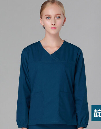 手术服洗手衣男女手术衣长袖医生服手术室隔离衣工作服冬装 女靛蓝色
