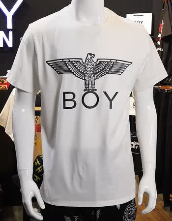 新款短袖t恤boy 老鹰英国潮牌男女情侣 白色印黑色 m