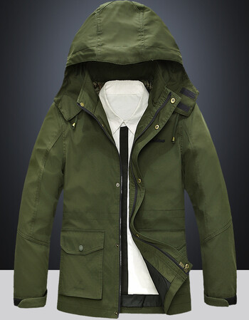 站夹克男士春秋薄款宽松大码茄克衫青年纯棉商务休闲外套潮 军绿色