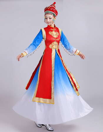 蒙古族演出服女装新款少数民族舞蹈服装舞台表演服装蒙古裙袍 三号大