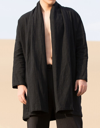 僧服僧袍青年和尚服汉服复古风道服装男禅修服中国风古装唐装 黑色