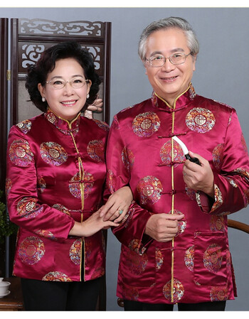 老年人男女装春秋外套70-80岁爷爷奶奶生日过寿唐装老人喜庆衣服 富贵