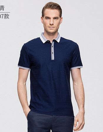 金苹果短袖t恤男夏季薄款旗舰店男装纯色宽松大码polo衫男 7007藏青 m