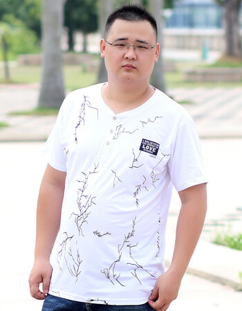 加肥加大男装t恤短袖特大号超大码胖人胖子肥佬体恤男上衣 love白 6xl