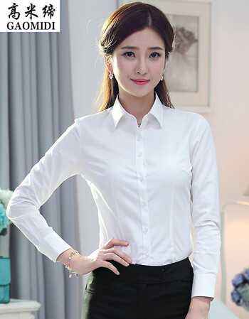 
                                        高米缔(gaomidi)职业装衬衫女装长袖加绒修身女士保暖加厚白衬衣正装大码棉 白色长袖 M                