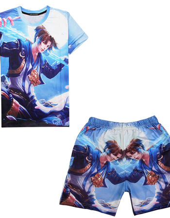 王者荣耀短袖夏季t恤运动套装潮男装boy学生一身整全套夜光衣服