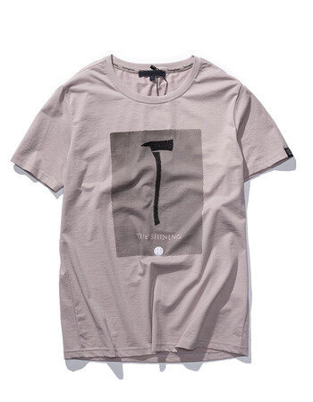 夏季男士短袖t恤圆领韩版潮流青少年学生薄款纯棉印花体桖衫半袖 粉色