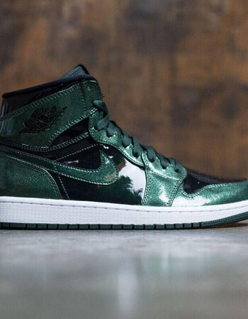 nike air jordan 1 retro aj1 墨绿 漆皮 男子篮球鞋 332550-300 图片