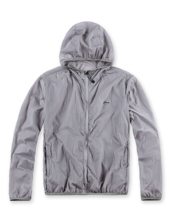 美国lacoste法国鳄鱼男装经典小logo修身春夏防晒服速干衣男 灰色 4/m