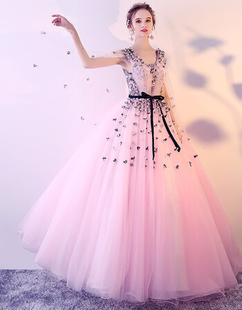 婚纱礼服独唱演出服蓬蓬裙声乐合唱艺考主持人长裙女 粉红色 m