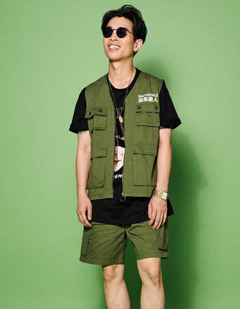 improper 2018春夏新品字母印花工装休闲短裤 男 18夏新品 军绿 xl