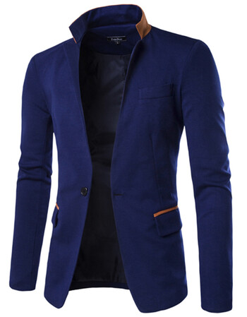 男韩版时尚修身外套小西服一粒扣潮流便西男士西装1388-9010 深蓝色 l