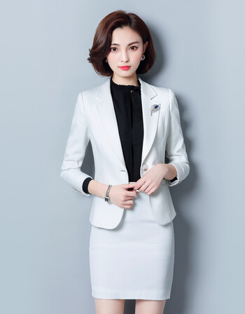 职业装女装套裙春秋面试正装工作服白色商务英伦西装套装气质西服