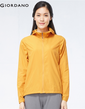 佐丹奴薄外套 女装荧光色拉链连帽衫女 户外运动女防风衣05375006 42金章黄色 加大码(170/96A)