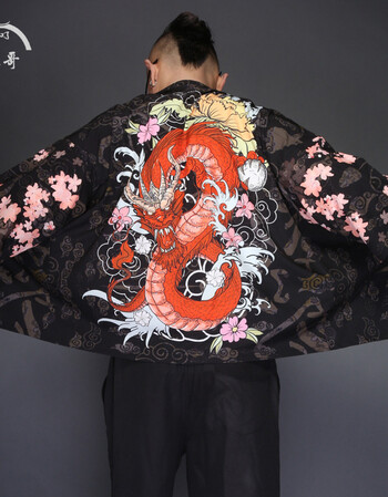 男装 唐装/中山装 花花公子(playboy) 日系日式浮世绘开衫和服男唐装