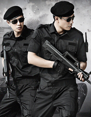 郎夏季短袖黑色保安作训服套装户外种兵军装男工作服军迷服饰 图片色