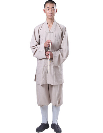 夏季薄款天丝棉麻僧服短褂小褂僧衣服男和尚服出家僧人衣套装 银白色