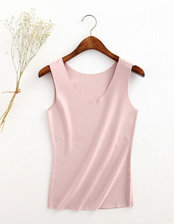 秋装新款女士纯棉背心无痕随心裁发热韩版修身磨绒冬季保暖打底衫 肤