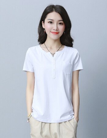 短袖t恤女2018夏装新品圆领半袖纯棉宽松型打底衫1731 白色 2xl