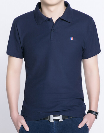 夏季polo衫男士短袖t恤大码宽松青年保罗衫翻领半袖 深蓝色 5xl