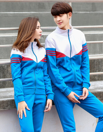 2018秋装长袖外套男生女生学校定做校服年班服团队衣服印字 909白蓝色