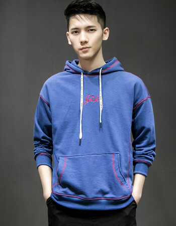 春季男士连帽衣服韩版潮流学生运动带帽卫衣男装春装上衣百搭外套 yl