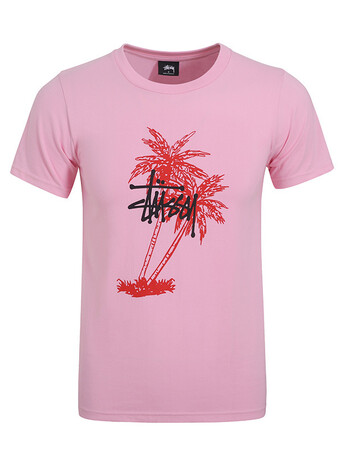 潮牌椰树男女情侣款宽松休闲纯棉圆领短袖恤 粉色 s【图片 价格 品牌