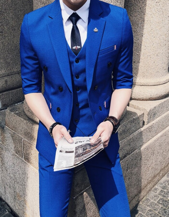 【新品促销】司仪主持人礼服夏季新郎婚礼服装结婚西装套装男夏天薄款