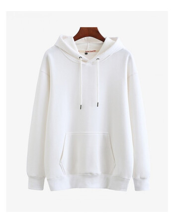 鸟卡粉红豹套头连帽卫衣女韩版潮学生bf宽松加绒情侣外套2018 纯白色