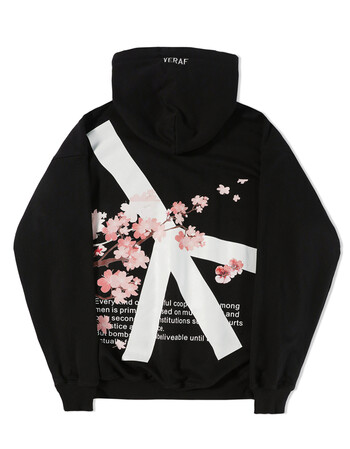veraf 二代花卉反战印花樱花连帽卫衣ins男女嘻哈三