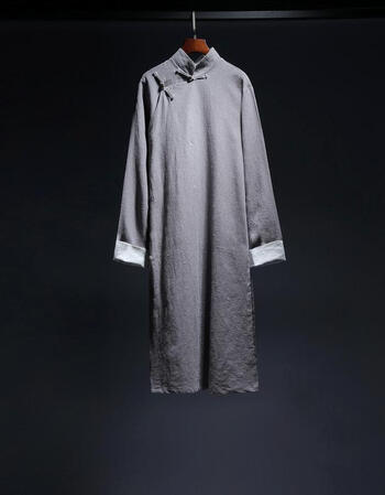 男古风男装长袍盘扣古装民国相声大褂复古中国风伴郎服装 灰色短款