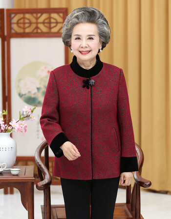 秋裝女媽媽60老人上衣服70歲太太春秋外套薄款80奶奶裝唐裝 17099紅色