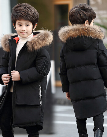 【京东自营店】男童羽绒服白鸭绒儿童羽绒服白鸭绒中长款中大童童冬