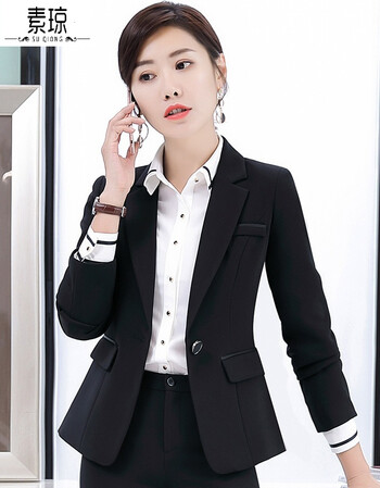 素琼 职业套装女2018新款时尚女装西服商务面试ol风正装酒店前台工作