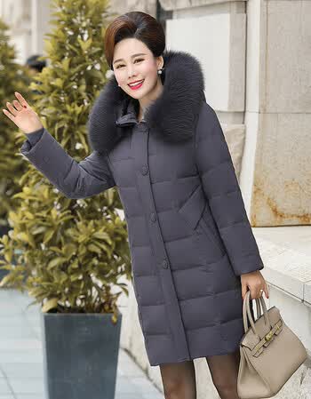 妈妈冬装外套中年羽绒服女新款冬季大码中老年人奶奶加厚中长款女