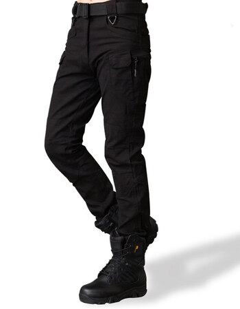 工装裤战术长裤军裤作训修身军装多口袋休闲裤男 ix7黑色(全棉微弹性)