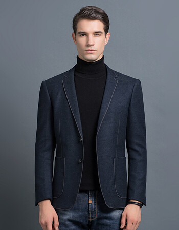 yaloo雅鹿2018秋款西服男两粒扣商务休闲西装上衣 藏蓝 175/l