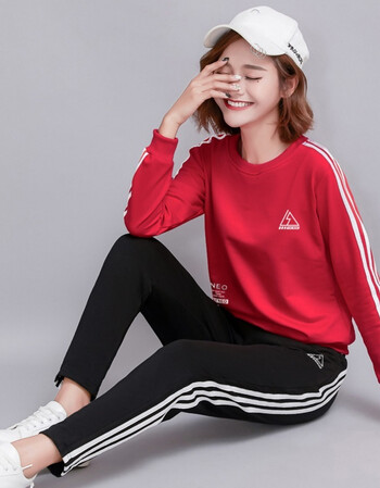 运动服套装女装新款韩版圆休闲大码显瘦卫衣两件套2018春夏秋潮 升级