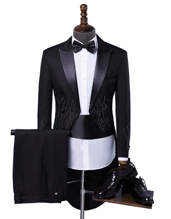 【新品促销】男士燕尾服男套装修身西服礼服舞台歌手演出服司仪主持人