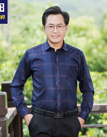 爸爸衬衫长袖新款秋装中年男士上衣中老年衬衣男薄款40-50岁夏装 藏青