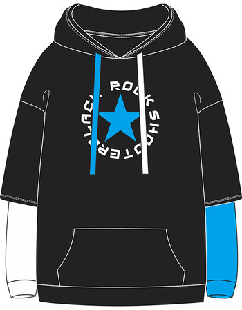 黑岩射手动漫连帽卫衣二次元周边男女秋冬撞色外套 黑岩异袖卫衣 m